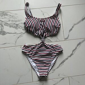 NWT Abercrombie & Fitch striped red white blue knotted one piece size small